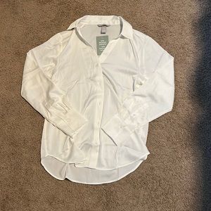 H&M womens silky white button up blouse